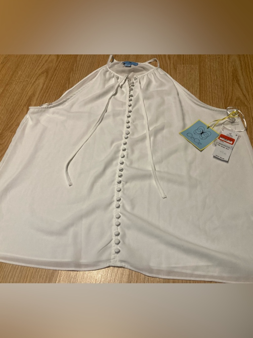 CeCe White Button-Front Camisole NWT Women’s XL